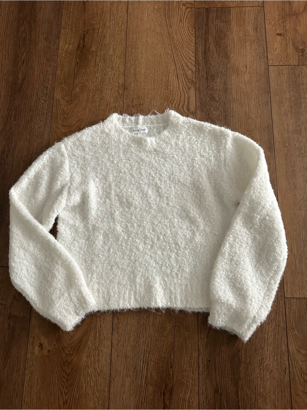 Bella Dahl Cream Fuzzy Crewneck Sweater